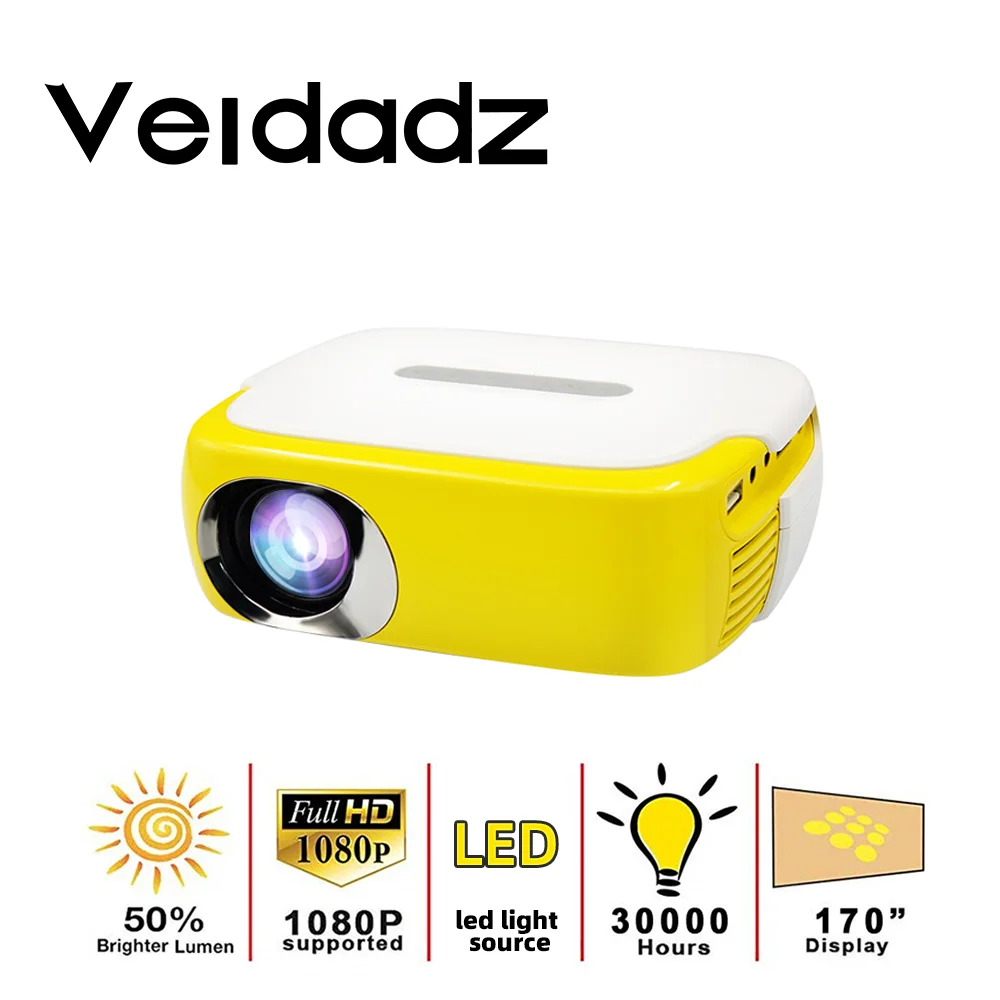 جهاز عرض VEIDADZ DR860 جهاز عرض 1080P محمول 640x360 بكسل أصلي HD LED منزلي خارجي مكتب متعاطي المخدرات صغير