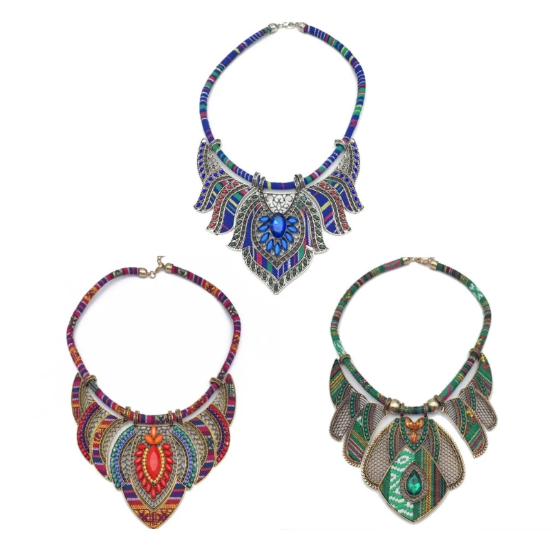 

Vintage Chunky Necklace Women Bohemian Chain Tribal Jewelry for Mother Daughter