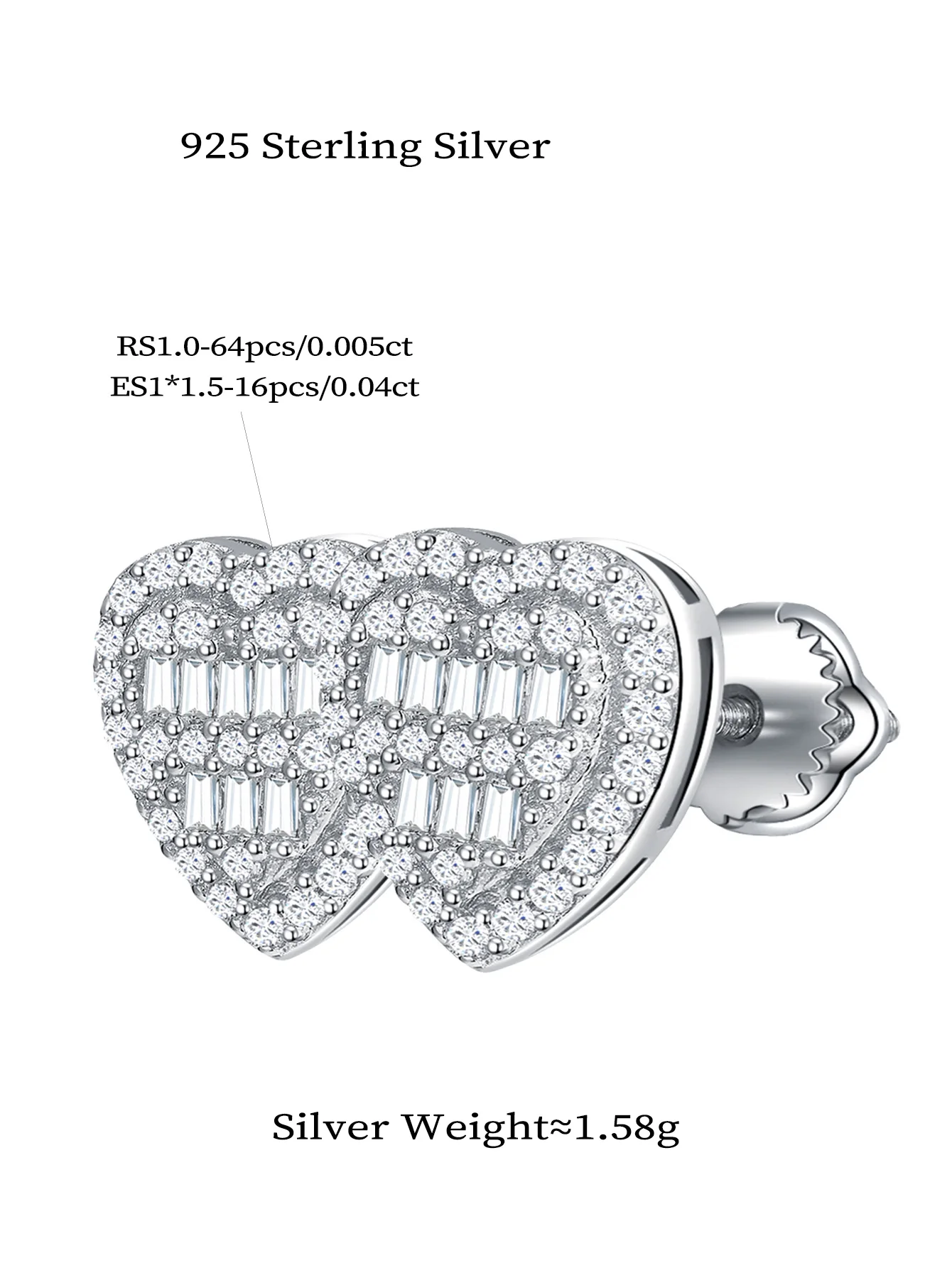 Серьги-гвоздики в форме сердца серьги Moissiante женские с муассанитом из