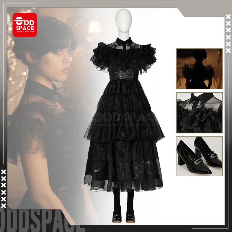 

Wednesday Cosplay Wednesday Addams Cosplay Dress Anime Wednesday Gothic Laurie Black Skirt Shoes Diablo Style For Girl Halloween