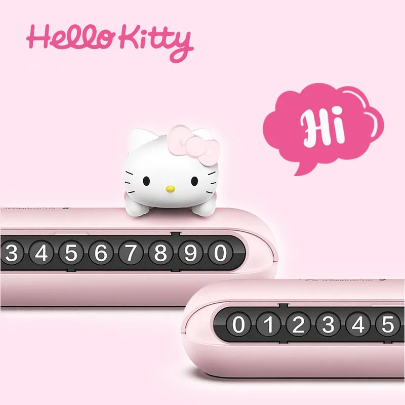 

Hello Kitty Sanrios Series Anime Kawaii Cartoon Cute Car Can Be Hidden Temporary Parking Number Plate Creativity Girl Heart Gift