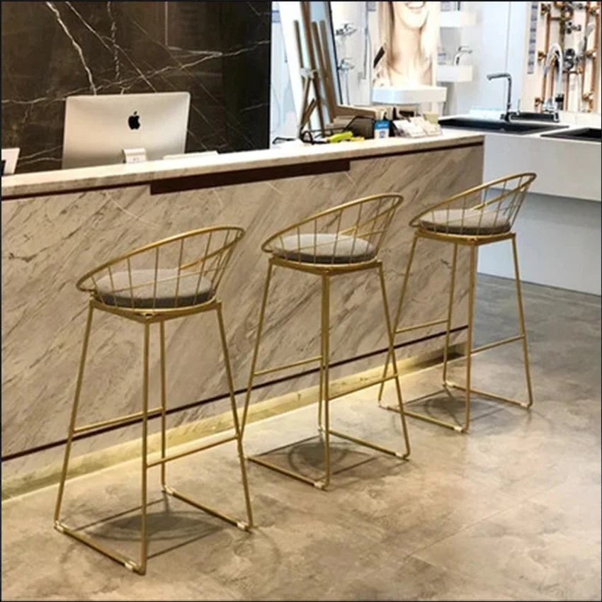 Высокий золотой барный стул из кованого железа простой обеденный современный