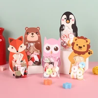 10pcs woodland animal party favor bags with animal cards plastic candy treat bags for party gift giving bakery chocolate snacks