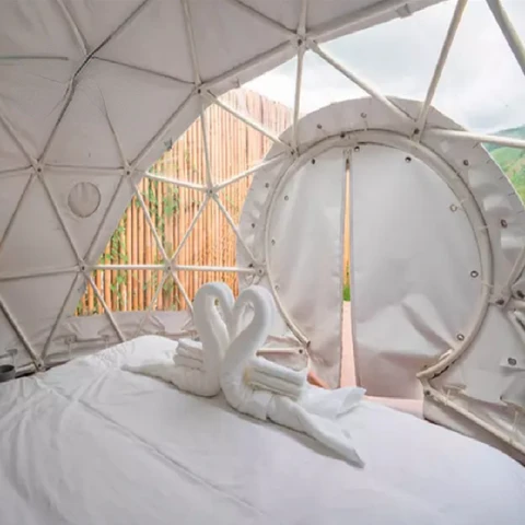 Гео-гламурный дом диаметром 4 м с солнечным вентилятором и шторками сауна-палатка Кемпинг и туризм