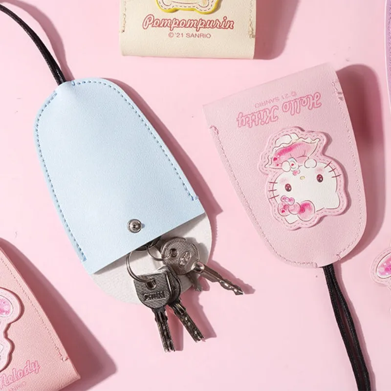 

Anime Sanriod Hello Kittys Kuromi Telescopic Key Chain Card Bag Cute Stretch Key Case Bus Card Sleeve Dual-Use Toys Girls Gift