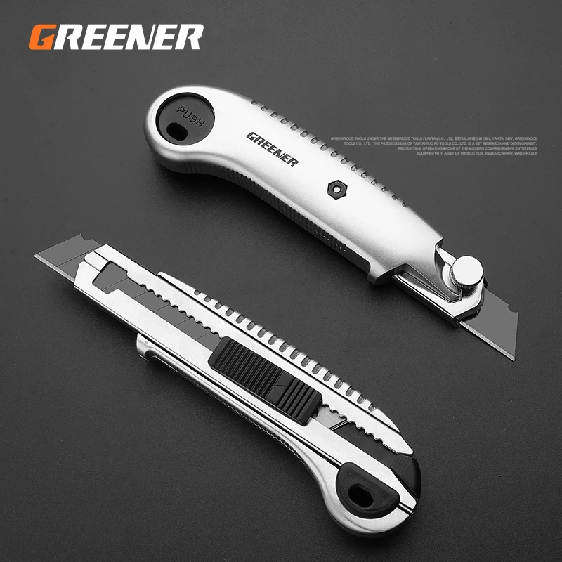 

GREENER Utility Knife Paper Cutter New Youpin High Carbon Steel Art Gold Metal Blade Self-Locking Design Sharp Angle