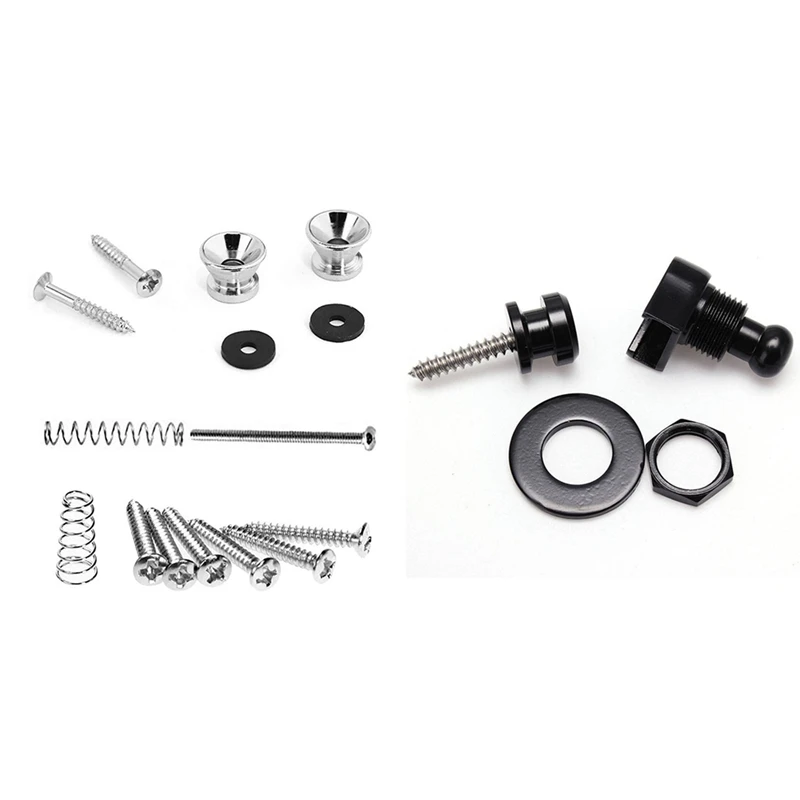 

1 Set Electric Guitar Screw Kit Sorting Box & 2 Pcs Strap Lock Security Lock End Button Guitar Straps Belt