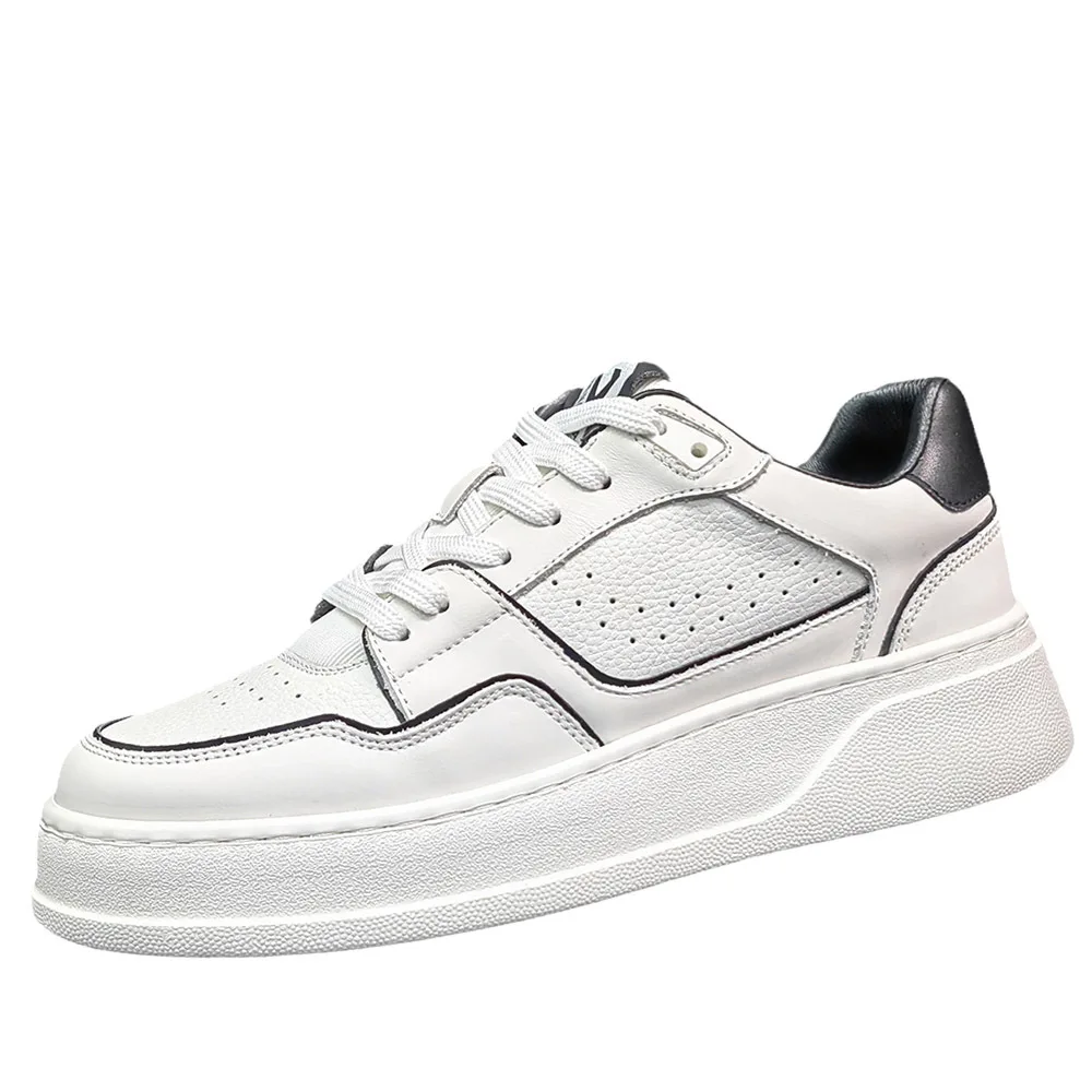 

Genuine Leather Platform Sneakers Men Cowhide Vulcanized Shoes Summer Mesh Breathable Sports Shoes Casual White Flat Shoes