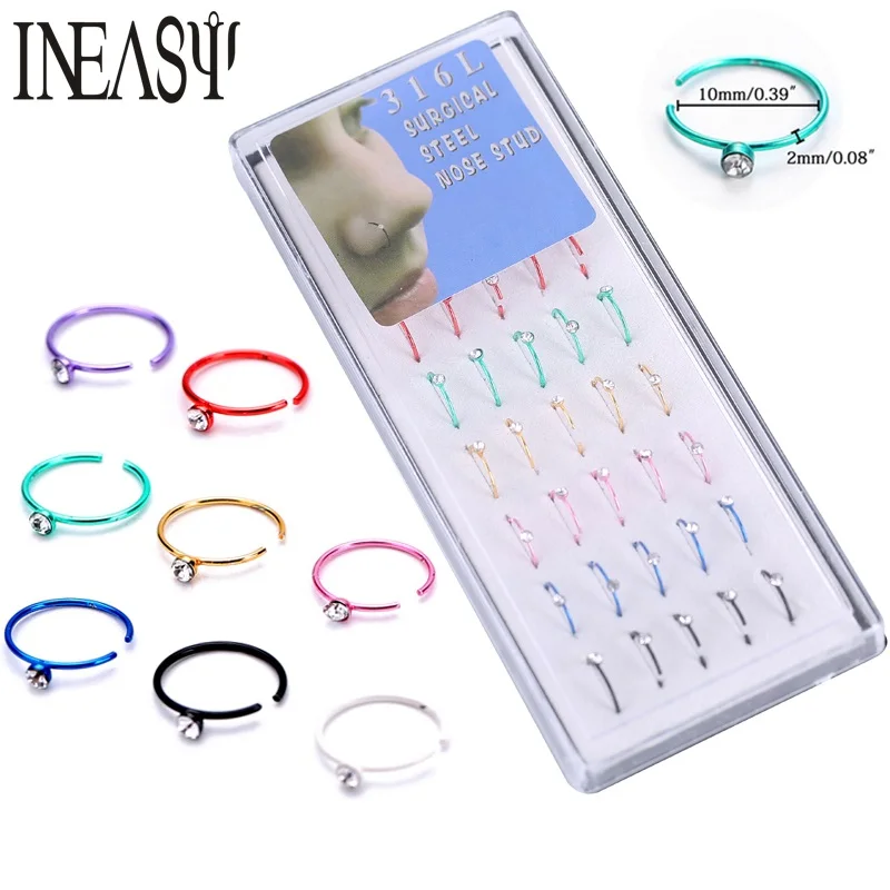 

40 шт., кольца для носа из нержавеющей стали