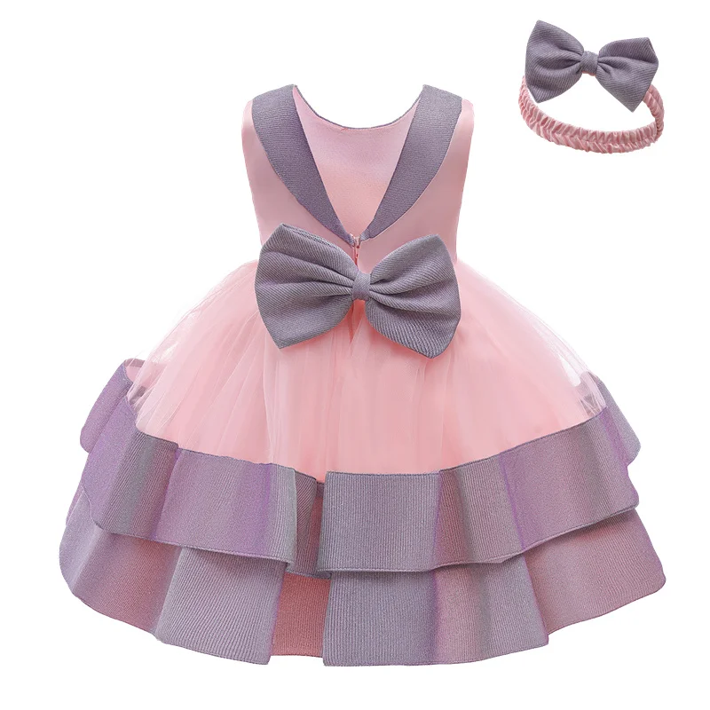 

0-24 Months Baby Dresses Newborn Girls 1 2 Year Birthday Tutu Bow Christening Gown Infant Baptism Party Elegant Wedding Clothes