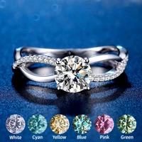 wholesale real moissanite ring 0 5 2 carat sterling silver for women high quality blue pink yellow green diamond fine jewelry