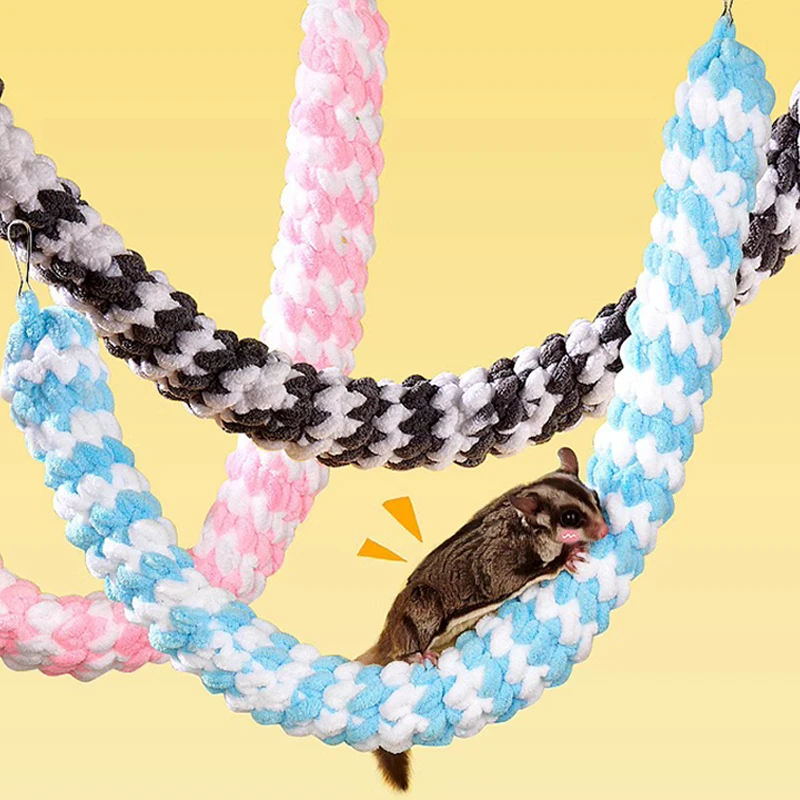 

Pet Climbing Toy Eye-catching Parrot Hanging Toy Scratch Resistant Play Guinea Pig Hamster Braided Rope Glider Cage Hanging Toy
