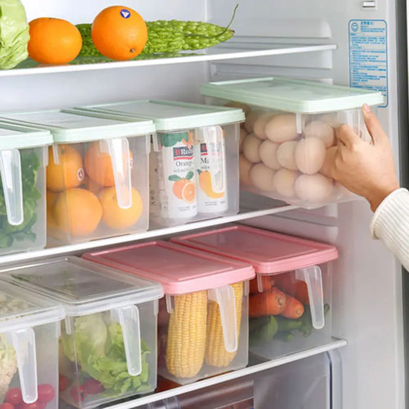 

Refrigerator Storage Box Kitchen Storage Container Food Grade PET Plastic Transparent Thickened Timekeeping Frozen Organizer Box