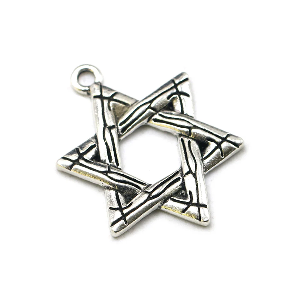 

20pcs Hexagram Necklace Pendants Alloy DIY Charms Jewelry Making Accessory for Earrings Crafts ( Silver)