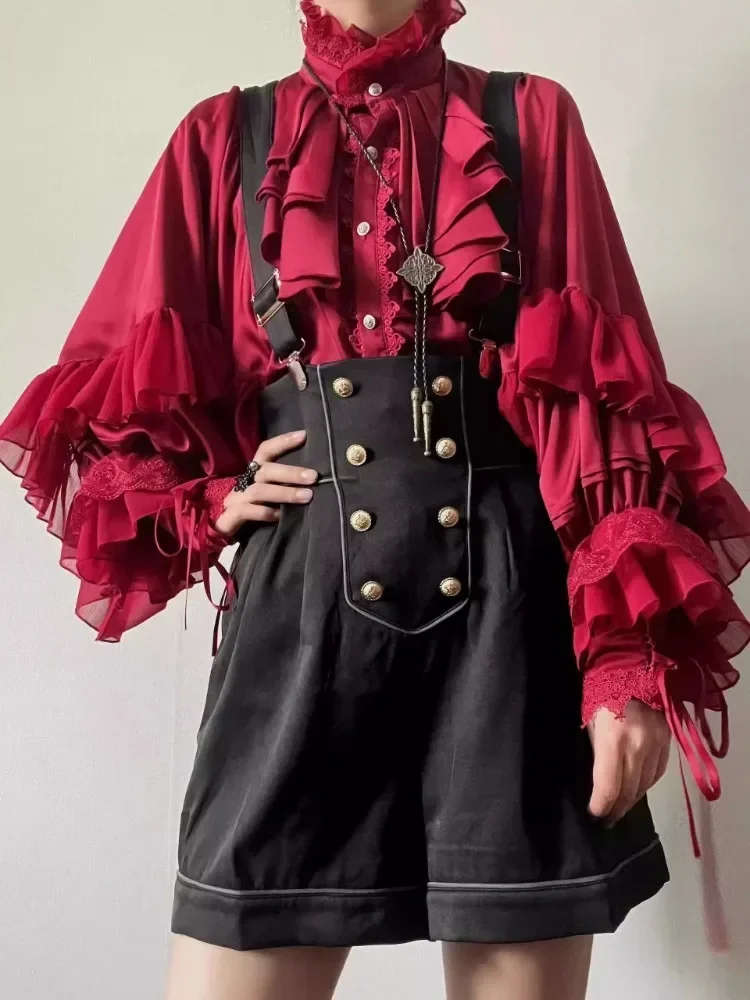 Рубашка женская с рукавами-фонариками и кружевом