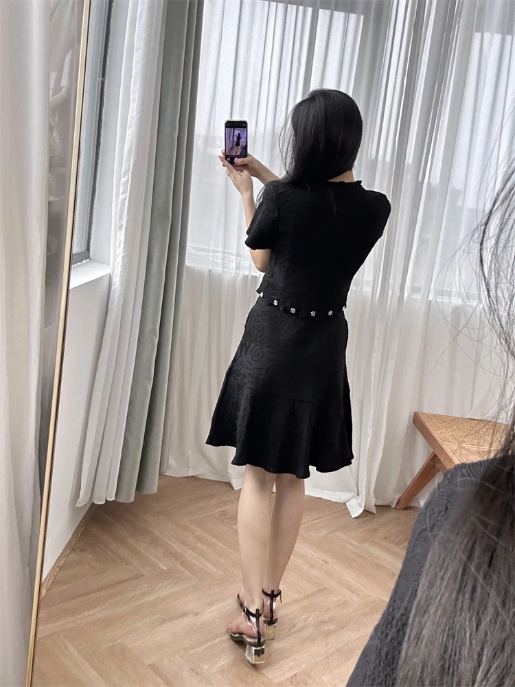 Женский комплект с платьем элегантный черный топ со встроенным тоном M в