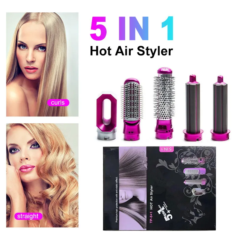 

Фен для волос 5 в 1, стайлер, профессиональная электрическая щетка с функцией горячего воздуха, инструмент для укладки, бытовой набор для пар...