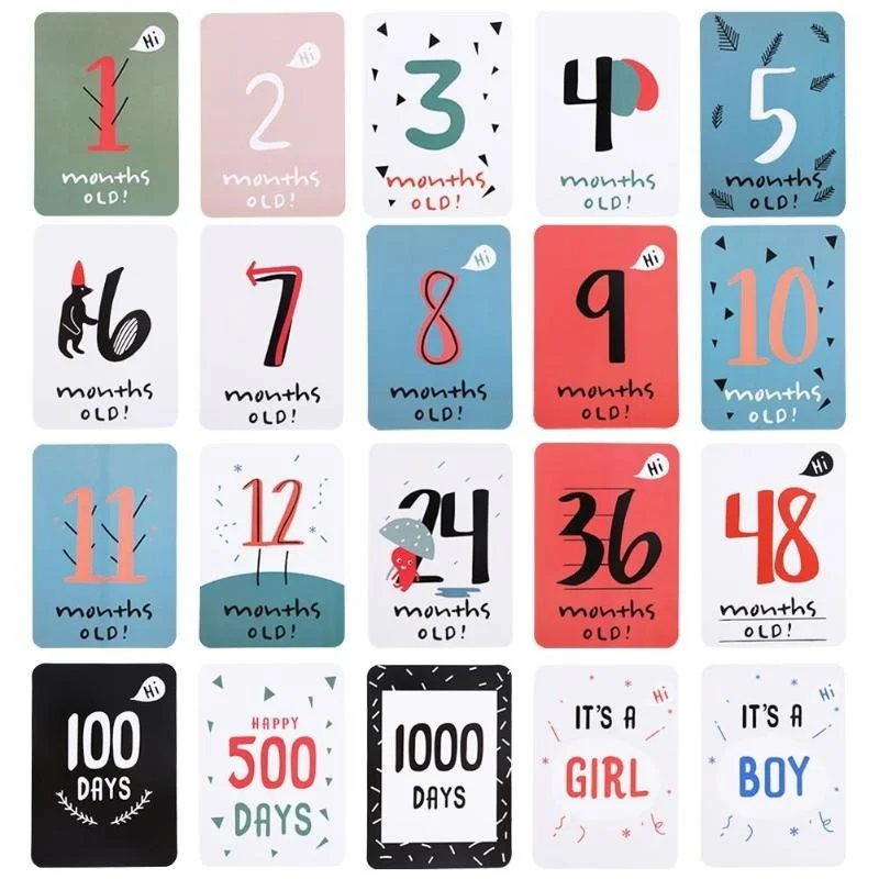 

18pcs/set Baby Monthly Milestone Photo Number Sticker Card Photographic Newborn Photography Props Kids Commemorative