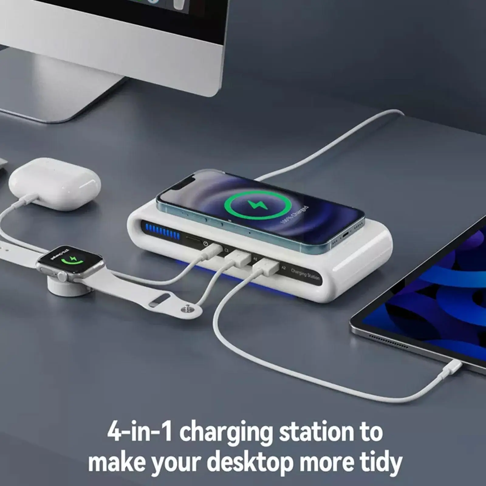 

30w Wireless Charger 4in1 15w Multi Wireless Charging Station 15w Usb Type C Fast Charger For 11 12 Tab J2z3