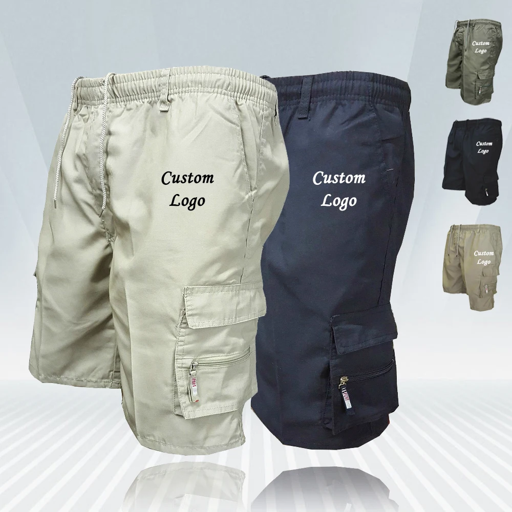 Mens Cargo Shorts Custom Logo Multi-pockets design Shorts Men Sport Pants Male Casual Summer Outdoor Short Overalls