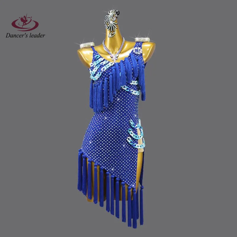 

Женское платье для латиноамериканских танцев, эксклюзивное профессиональное платье со стразами и особым украшением для выступления на сцене