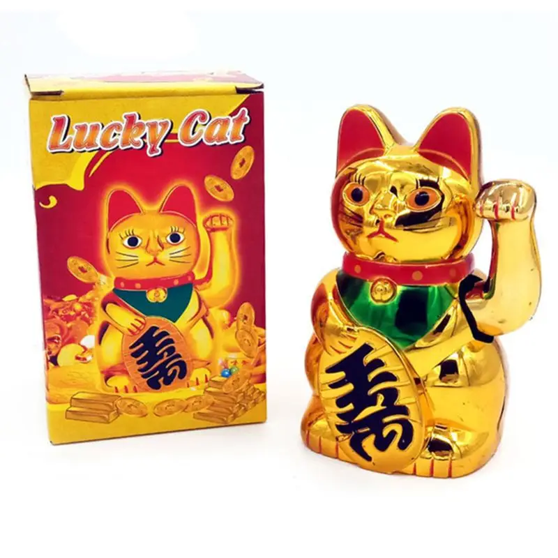 

Gold Maneki Neko Cute Lucky for Cat Electric Crafts Art Home Decorative Shop
