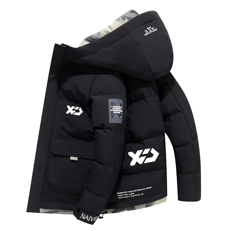 

Новинка Мужская осенне-зимняя рыболовная куртка с капюшоном утепленное хлопковое пальто для активного отдыха и спорта модное пуховое пальто из хлопка