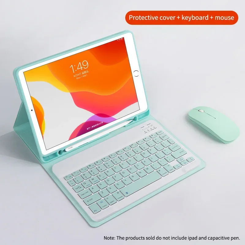 Новый комплект беспроводной Bluetooth-клавиатуры и мыши для Ipad 9 7 10 2 Air 3 5 4 кожаный