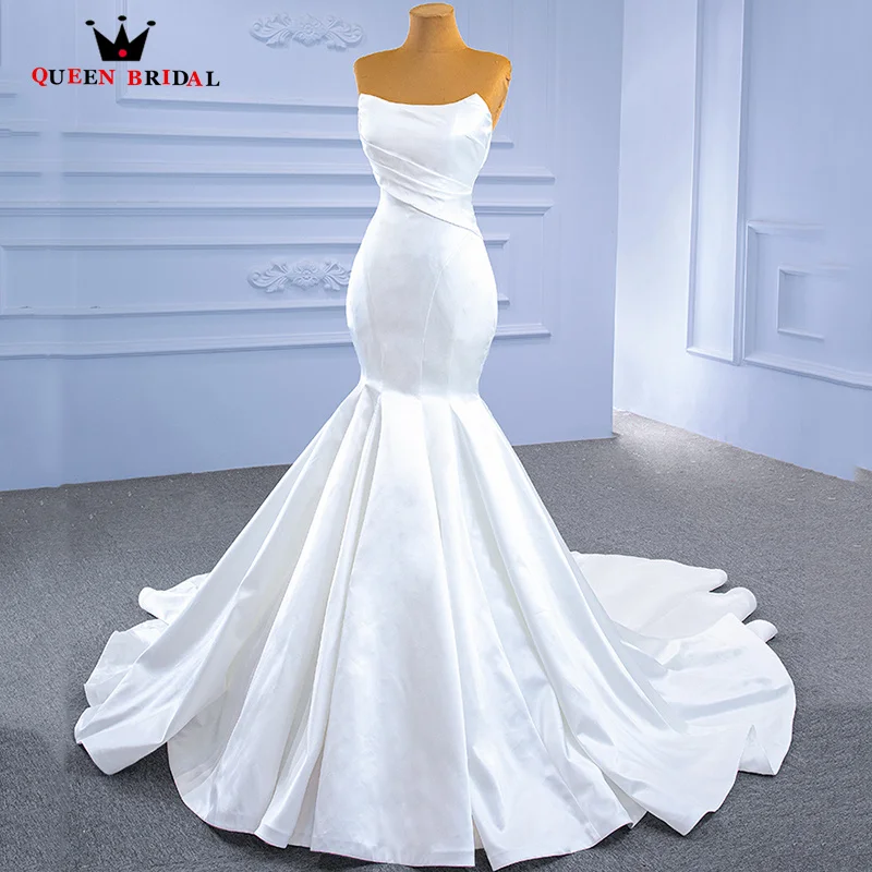 Mermaid Wedding Dress 2023 robr de mariée en satin Strapless Sleeveless vestidos de novia sencillo y elegante Customize XX38