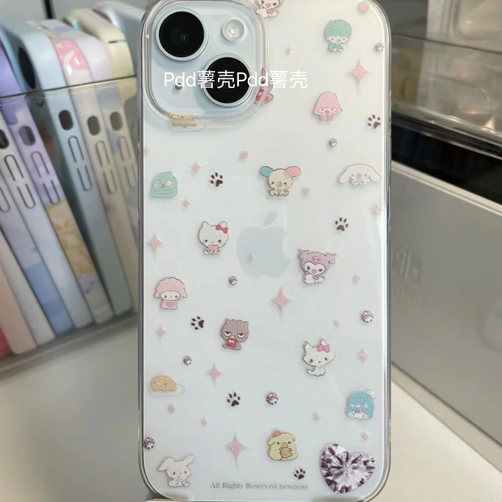 Новый милый чехол для телефона Hello Kitty iPhone 16 15 14 13 12 11 Mini Pro Max X XR XSMax 7 8 Plus прозрачная