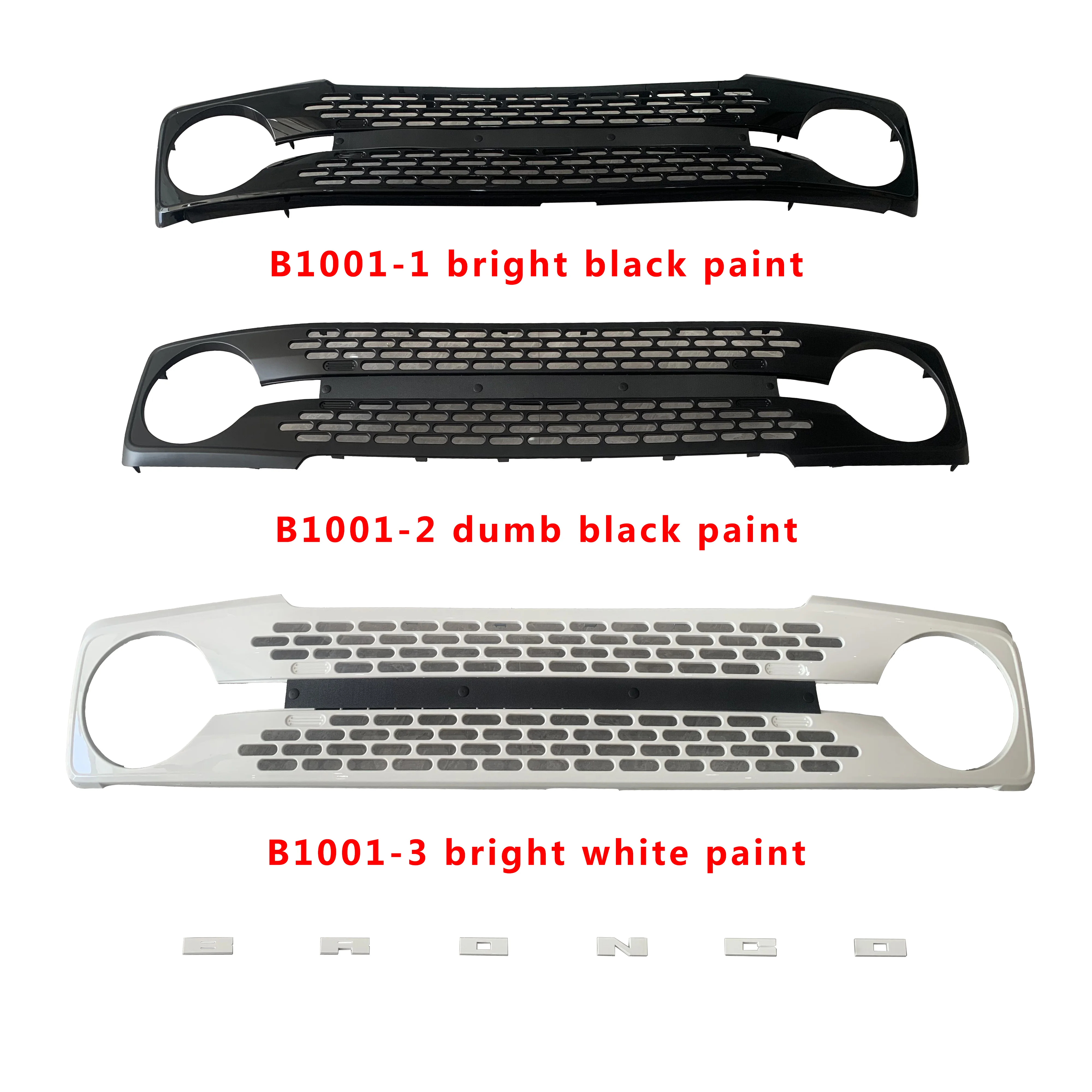 

ABS Matte Gloss Black White Front Grille For Ford Bronco 2021+ B1001