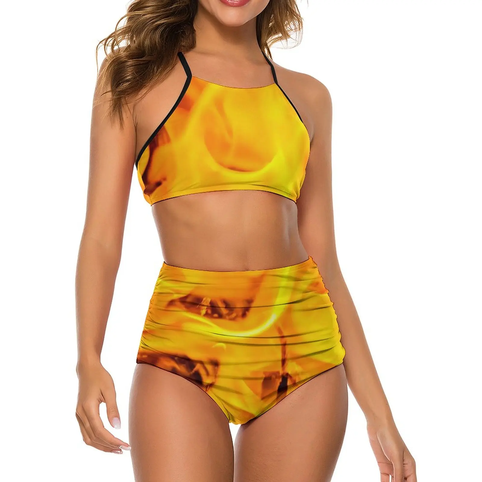 

Купальник-бикини пуш-ап женский с высокой талией и принтом