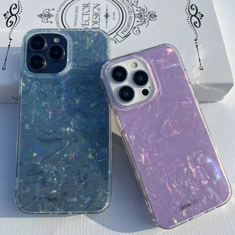 

Shell Pattern Glitter powder Hard Case For iPhone 14Promax 11 13Promax 14Pro 14 11Promax 12 12Pro 13 13Pro 12Promax Blue Purple