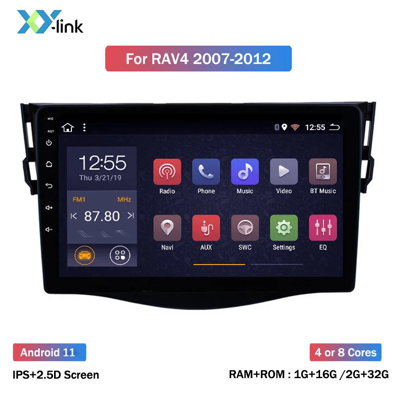 

Автомагнитола на платформе Android 11, мультимедийный проигрыватель для Toyota RAV4, Rav 4, 2007, 2008-2011, Gps навигационная система, 2 Din, Dvd