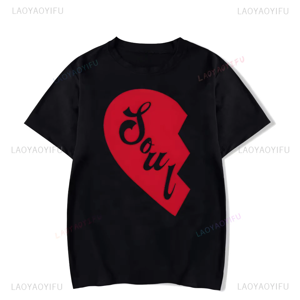 Couple's Clothing Soul Mate Heart Design Matching Couple Valentine's Day T-Shirts Gift for Her Lovers Anniversary Sweet T-shirts