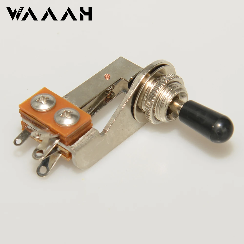 

L-Type 3 Way Guitar Toggle Switch with Black Tips for Electric Guitar Bass Right Angle