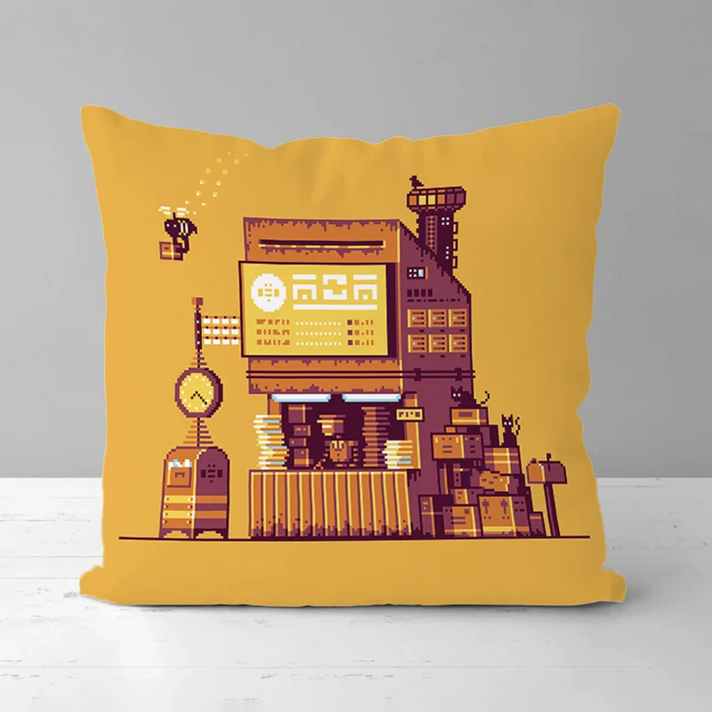 

Convenience Store Sofa Decorative Pillow Covers Kawaii Double Sided Printing Short Plush Pillowcase Cushion Cover 45*45 Cushions