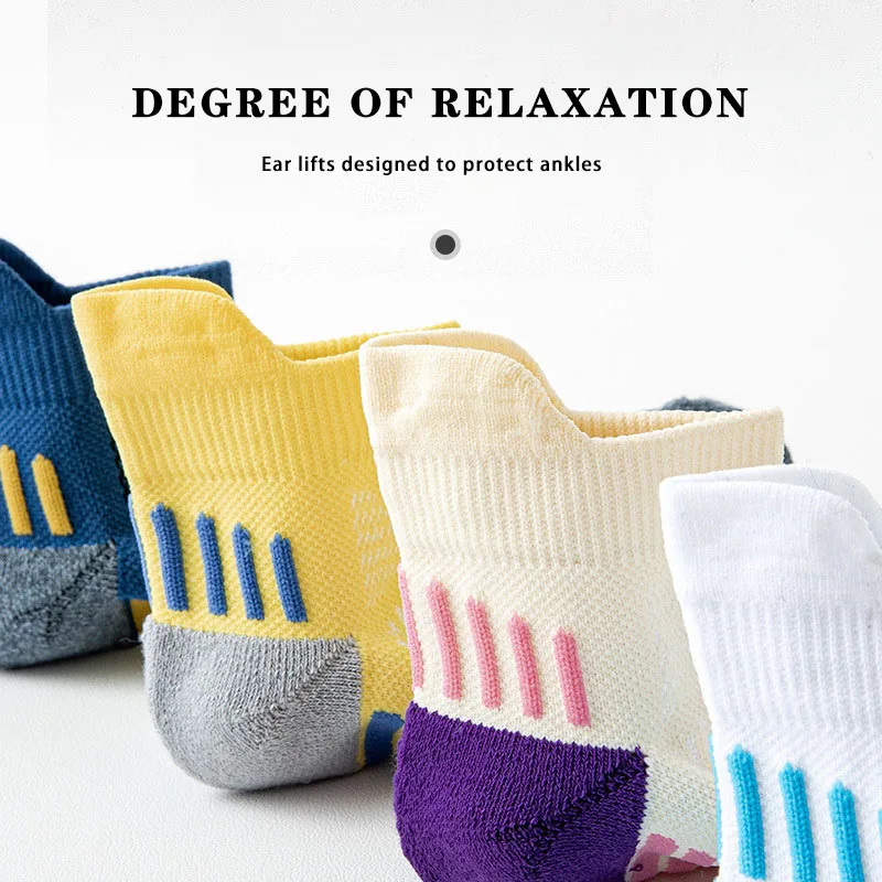 GYMIGO 4 Pairs Women Sports socks Professional Basketball Socks Towel Socks Non-slip Sweat-absorbent Training Sports Socks