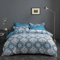 evich modern blue retro big flower head 3pcs size for spring and autumn multi specification quilt cover pillow bedding article
