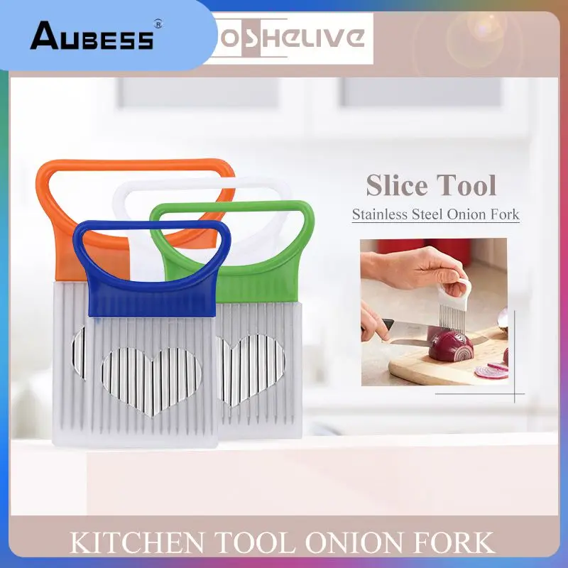 

Kitchen Tool Cutting Tomato Slicer Safe Fork Stainless Steel Onion Vegetables Slicer Portable Kitchen Accessories Slicing Cutter