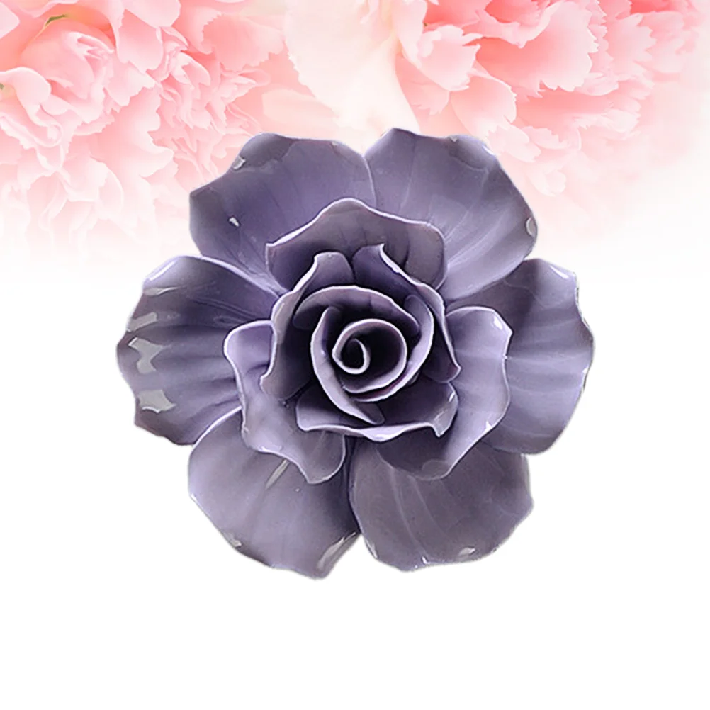 

Wall Flower Ceramic Hanging Decor 3D Flowers Roseornament Decoration Sculptureartificial Peony Decorations Floral Porcelain