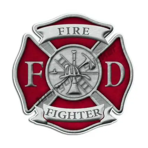 

Red Firefighter Maltese Cross Sticker Fire Engine Truck Station USA Decal Cover Scratches Decal Decoration Accessories Decor