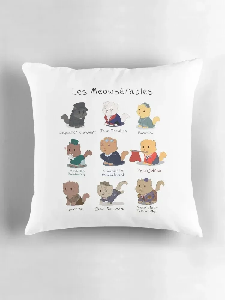 Cute Les Miserables Cat Pun (Les Meowserables) Throw Pillow Luxury Case Decorative Sofa Cushion pillow