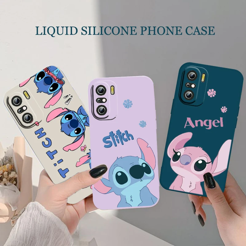 

Stitch The Baby Disney Phone Case For Xiaomi Redmi K50 K40 10X 10 9T 9AT 9A 9C 9 8A 8 7 6A 5A Pro Liquid Rope Funda Cover Soft