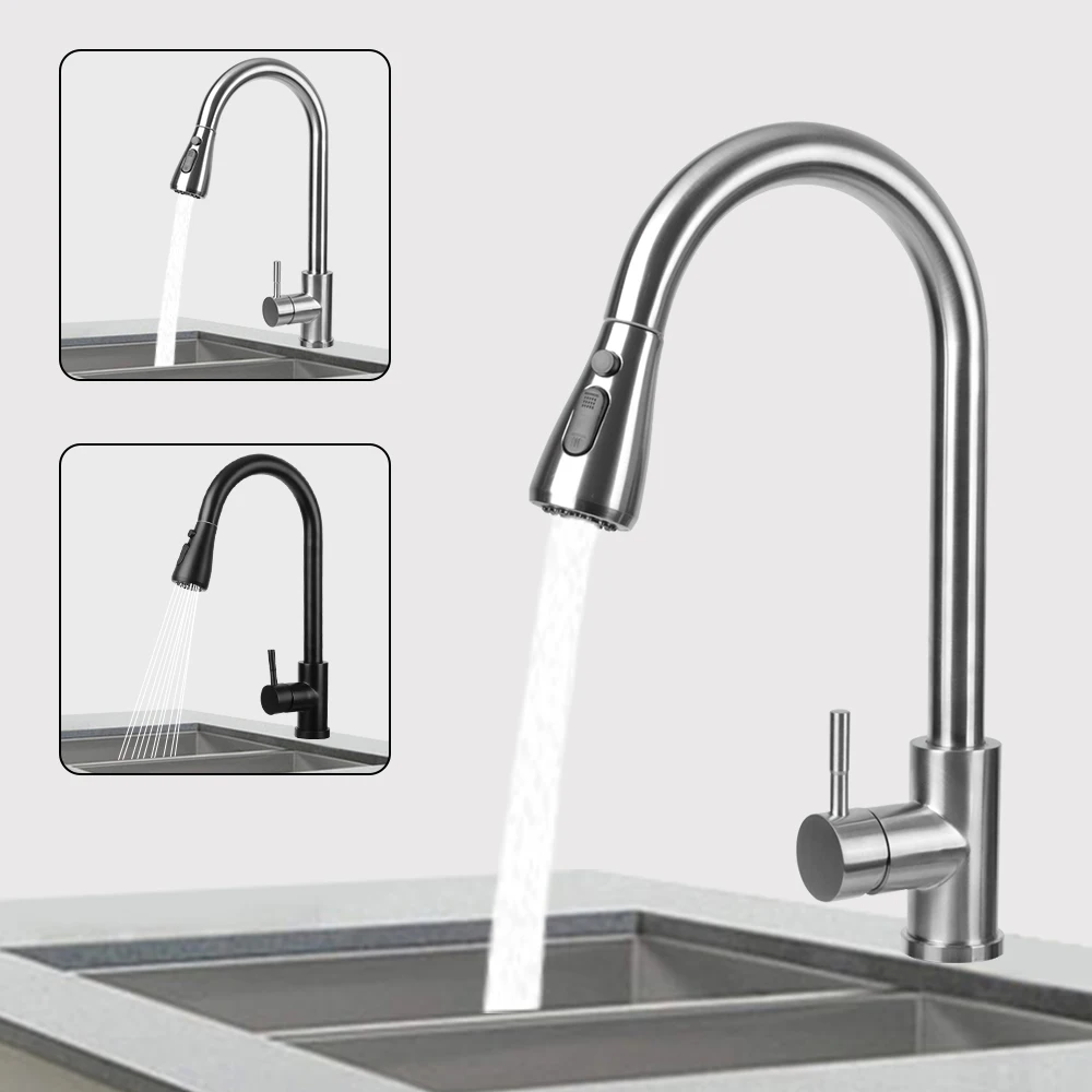 

Kitchen Sink Hot Cold Taps Stainless Steel Kitchen Faucet Mixer Tap Smart Touch Sensor Faucets 360 Degree Rotation