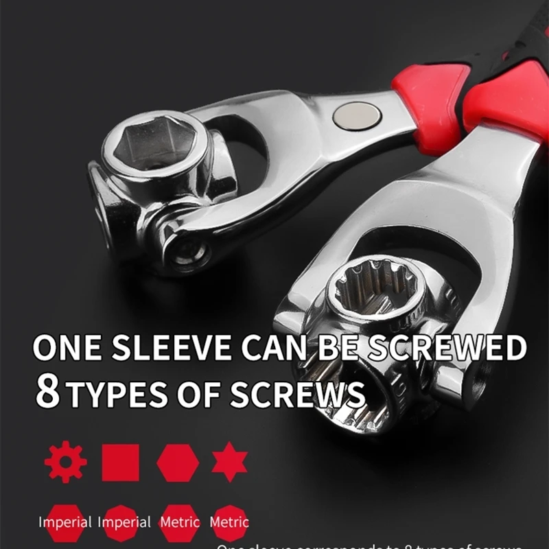 

Heavey Duty Magnetic Socket Organizer 8 in 1 Tools Socket Works Universal Ratchet Spline Bolts Sleeve Rotation Hand Tools