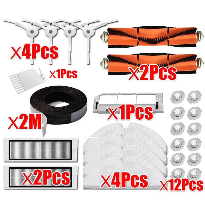 

Ткань для мытья полов Hepa-фильтр Боковая щетка Рулонная щетка Подходит для Xiaomi Roborock Robot S50 S51 Комплект запасных частей для пылесоса