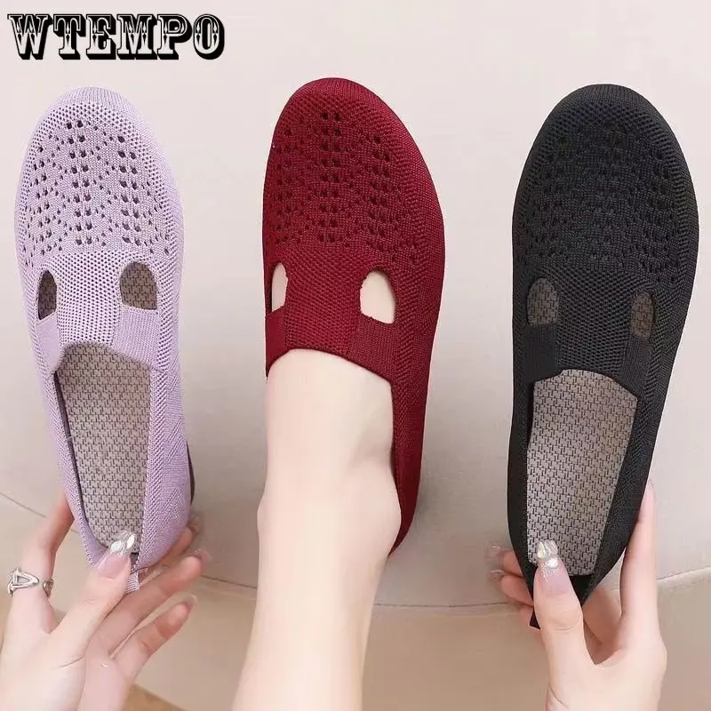 

WTEMPO Women Shoes Mesh Light Breathable Slip on Casual Shoes Solid Color Versatile Low Help Flat Shoes Zapatos De Mujer Sneaker