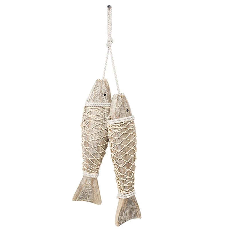 

Mediterranean Creative Retro Old Wall Hanging Ornaments Wooden Antique Carved Fish Skewers