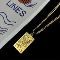 jewelry constellation virgo necklace for women men retro square pendant cuban chain stainless steel necklaces fashion present